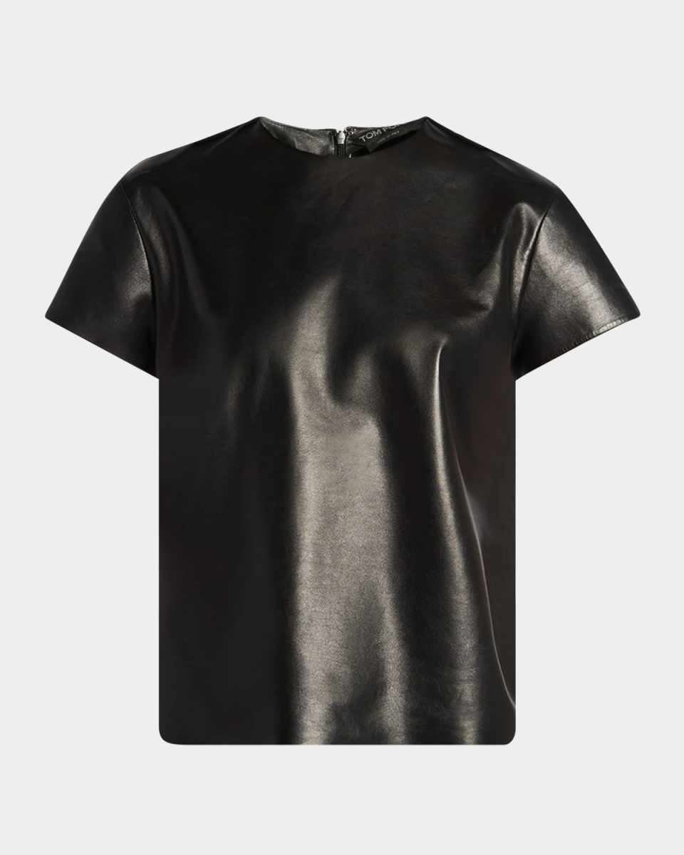 Leather Short-Sleeve Top